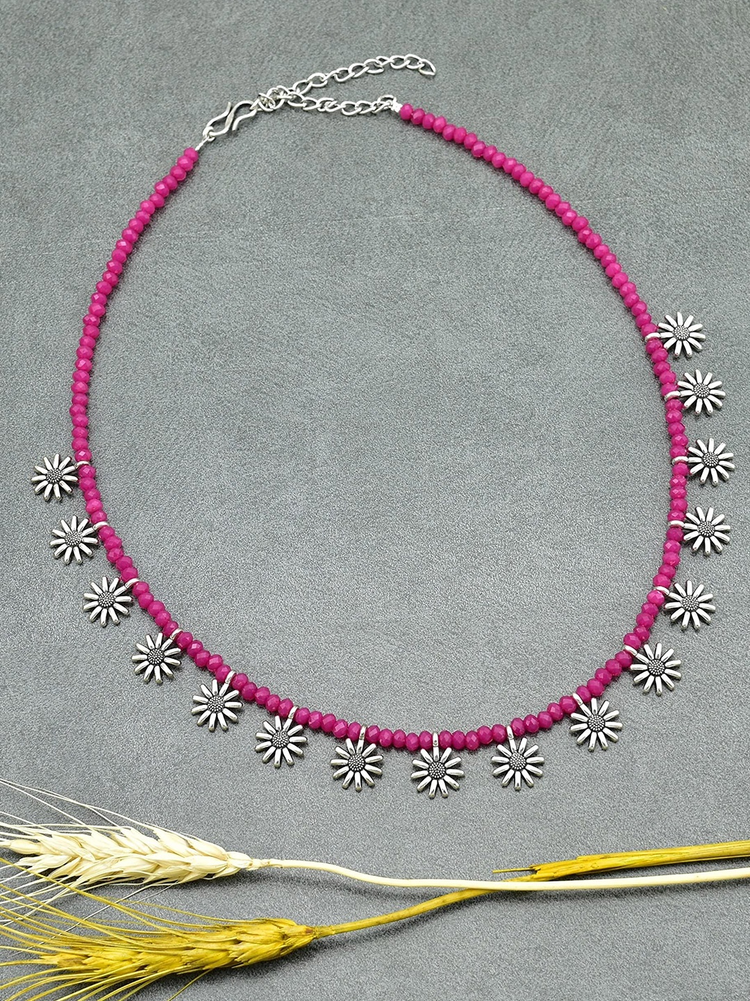 

HIGH TRENDZ Brass Handcrafted Necklace, Pink