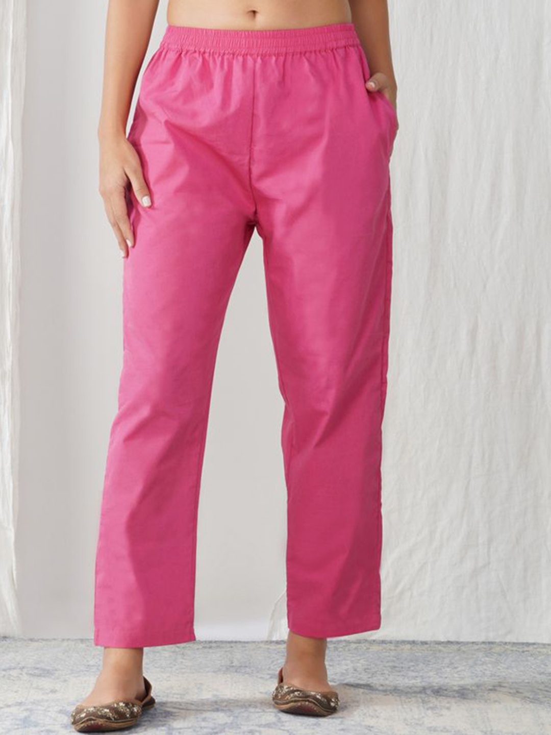 

zuri Women Relaxed Straight Leg Trousers, Pink