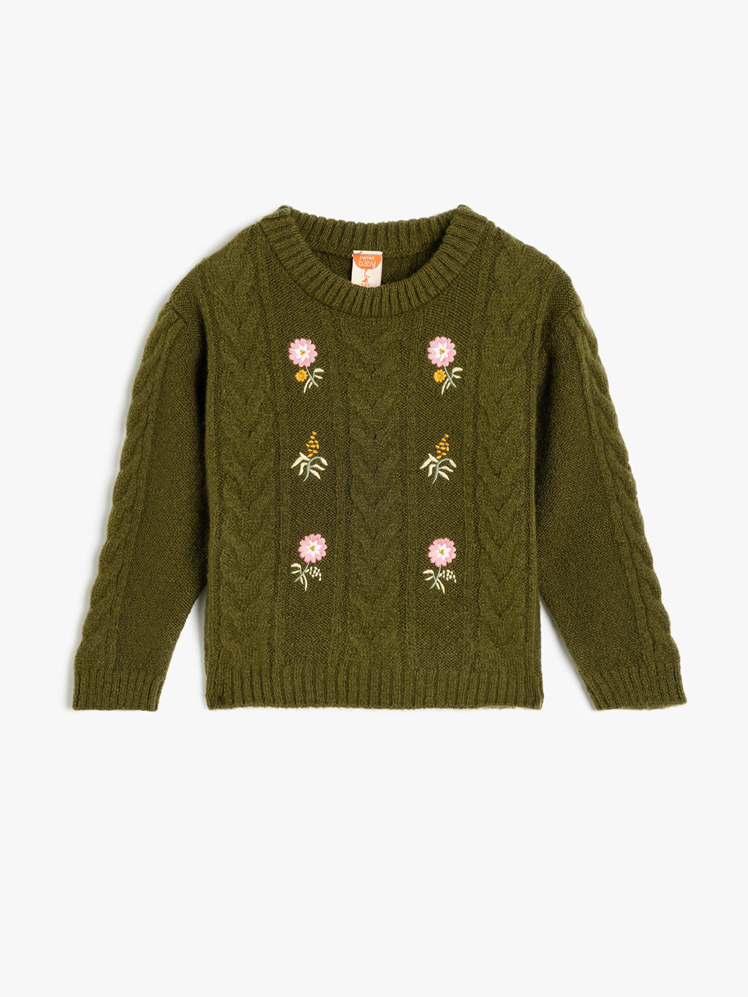 

Koton Girls Cable Knit Pullover, Green