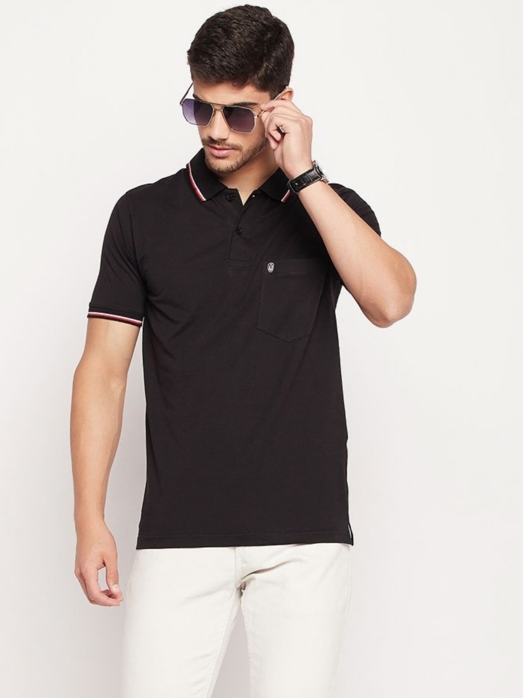 

UNIBERRY Men Polo Collar T-shirt, Black