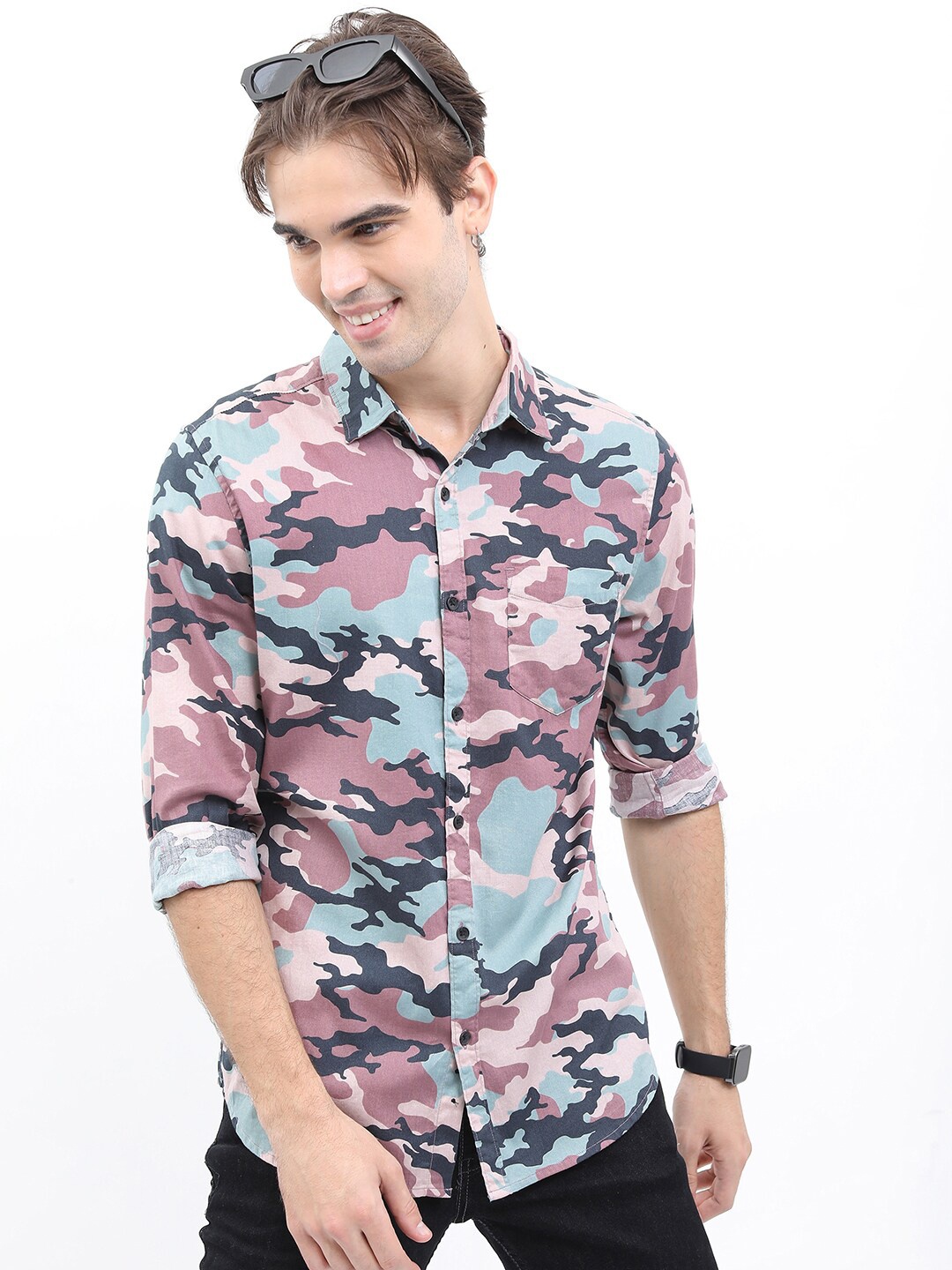

KETCH Men Slim Fit Printed Cotton Casual Shirt, Grey
