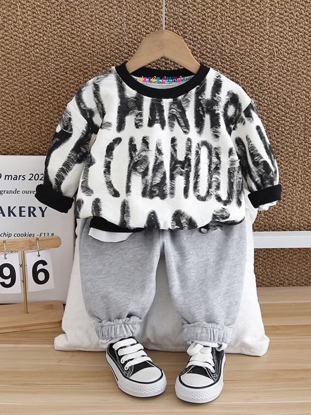 

Googo Gaaga Boys Printed Pure Cotton Sweatshirt With Joggers, Grey