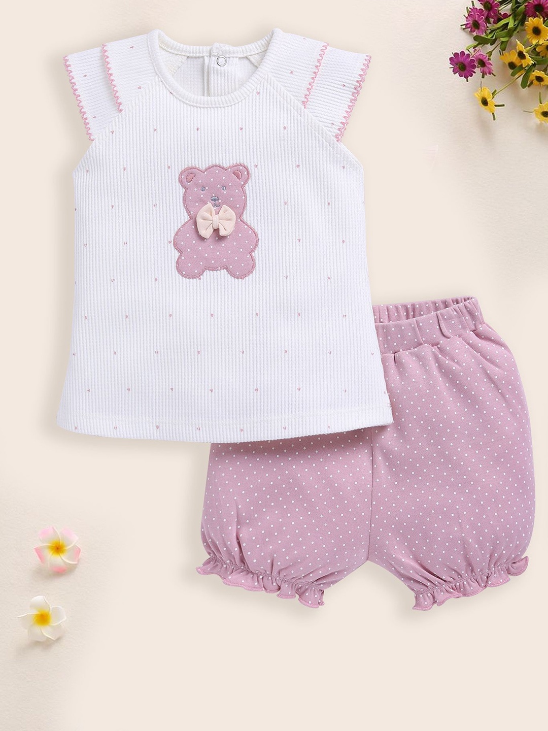 

BABY GO Girls Printed T-shirt with Shorts, Purple