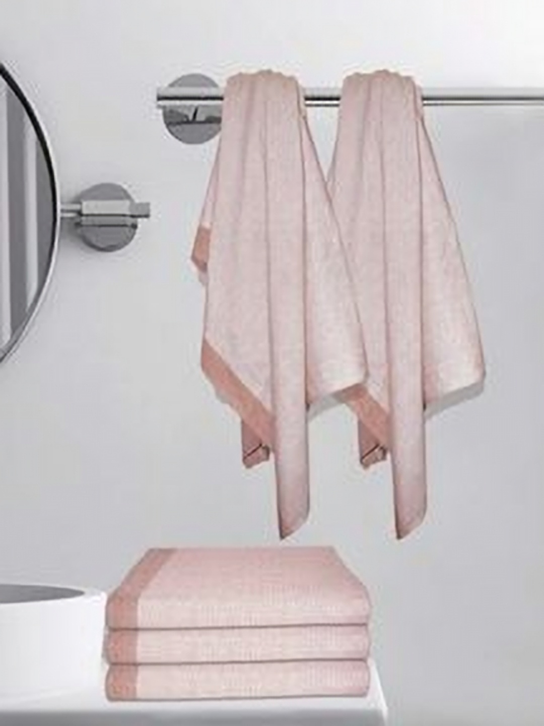 

Athom Living Maroon 5 Pieces Striped Printed Absorbent Cotton 210 GSM Bath Towels