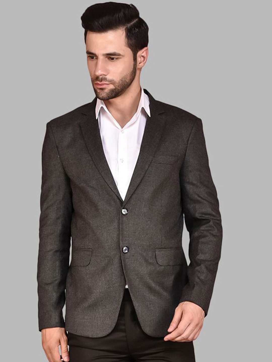 

PRINTINDIA Notched Lapel Single Breasted Formal Blazer, Black