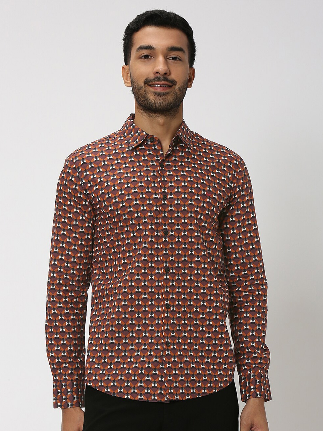 

Mufti Abstract Printed Opaque Pure Cotton Casual Shirt, Rust