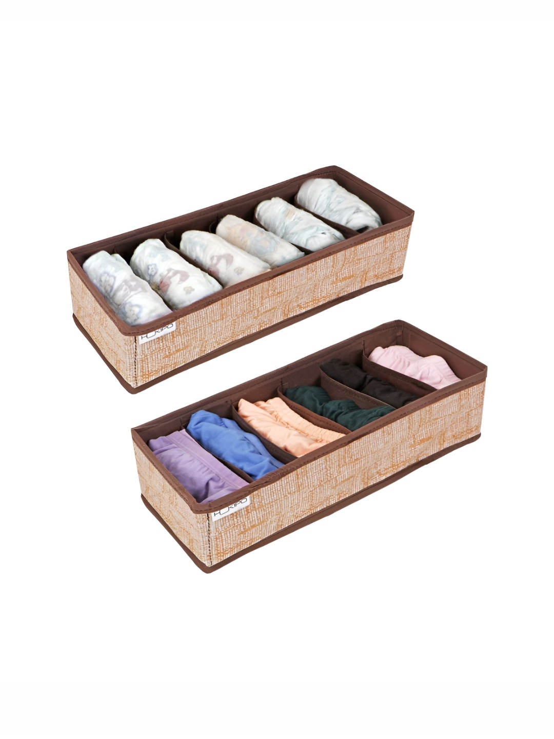 

HOKIPO Brown & White 2 Pieces Multi-Utility Organisers