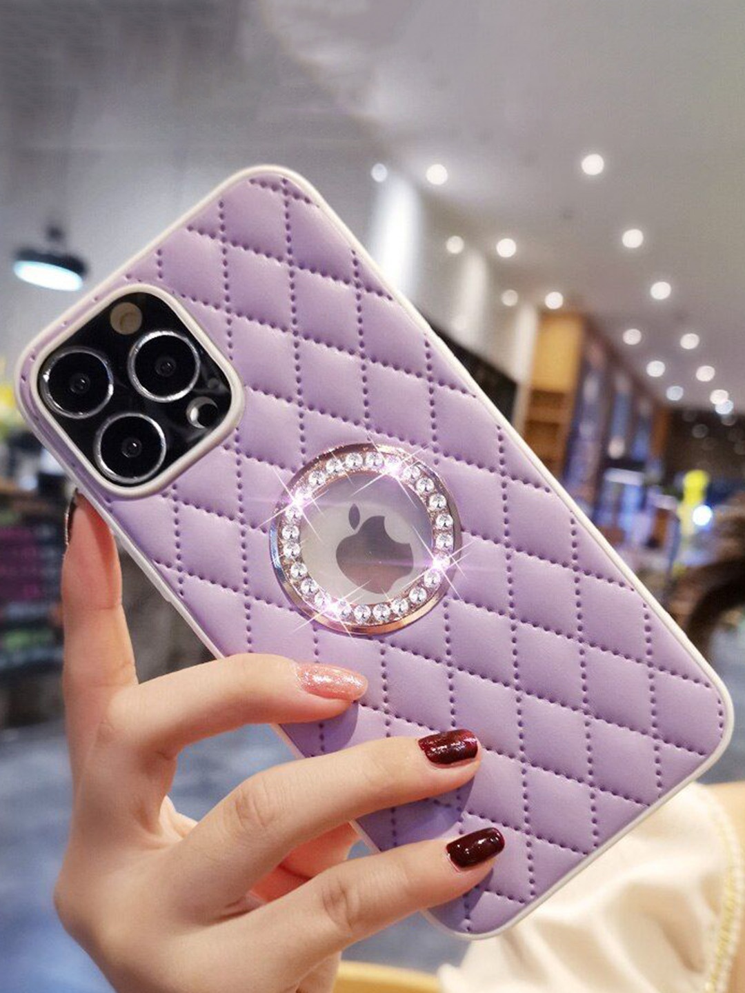 

Luxury Kase Solid Printed iPhone 14 Pro Max Back Case Mobile Accessories, Purple