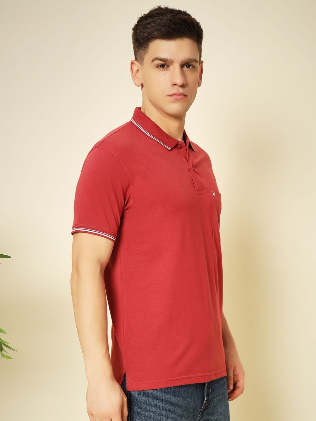 

UNIBERRY Men Polo Collar T-shirt, Red