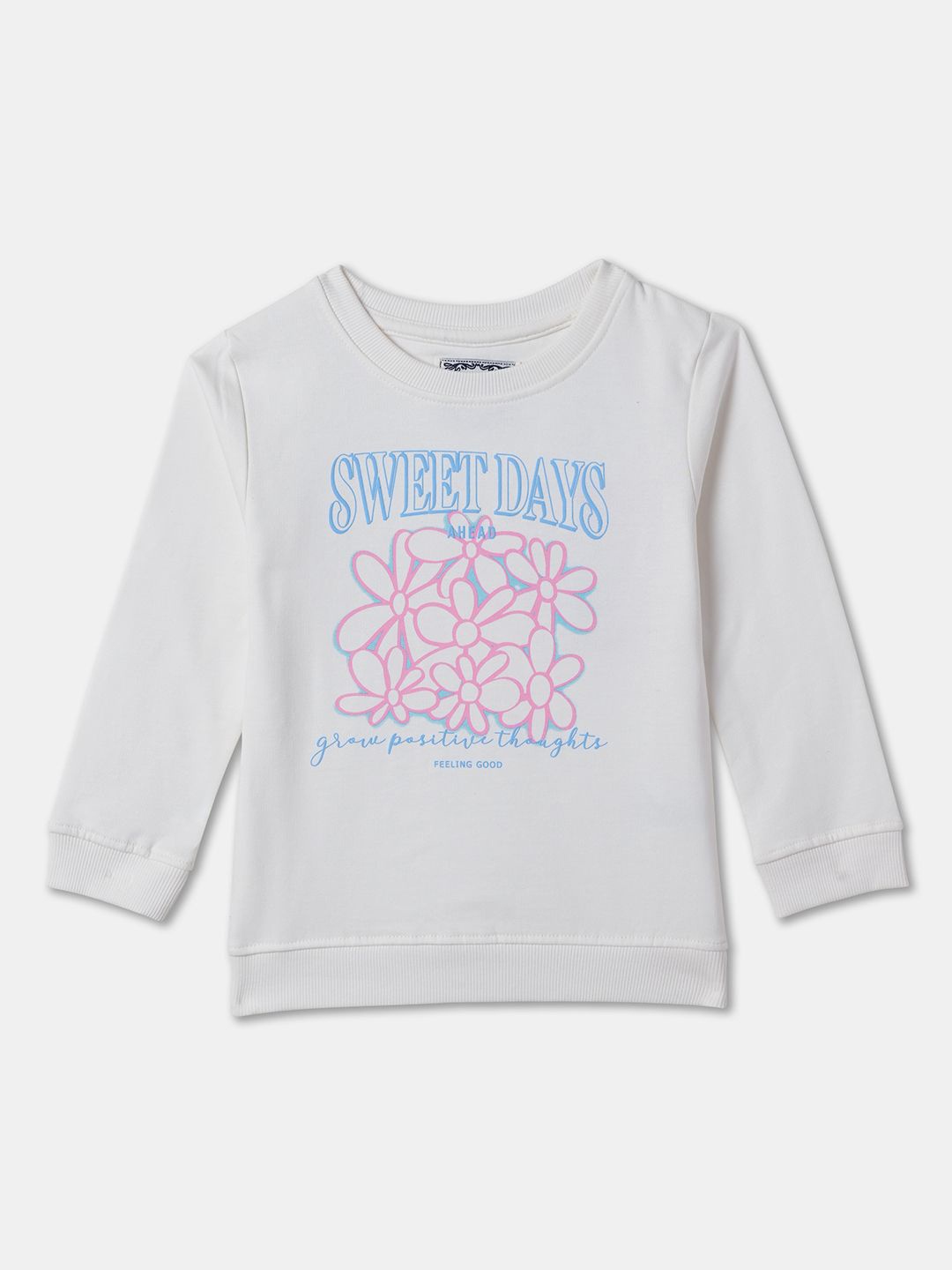 

R&B Girls Typography Printed Sweatshirt, White