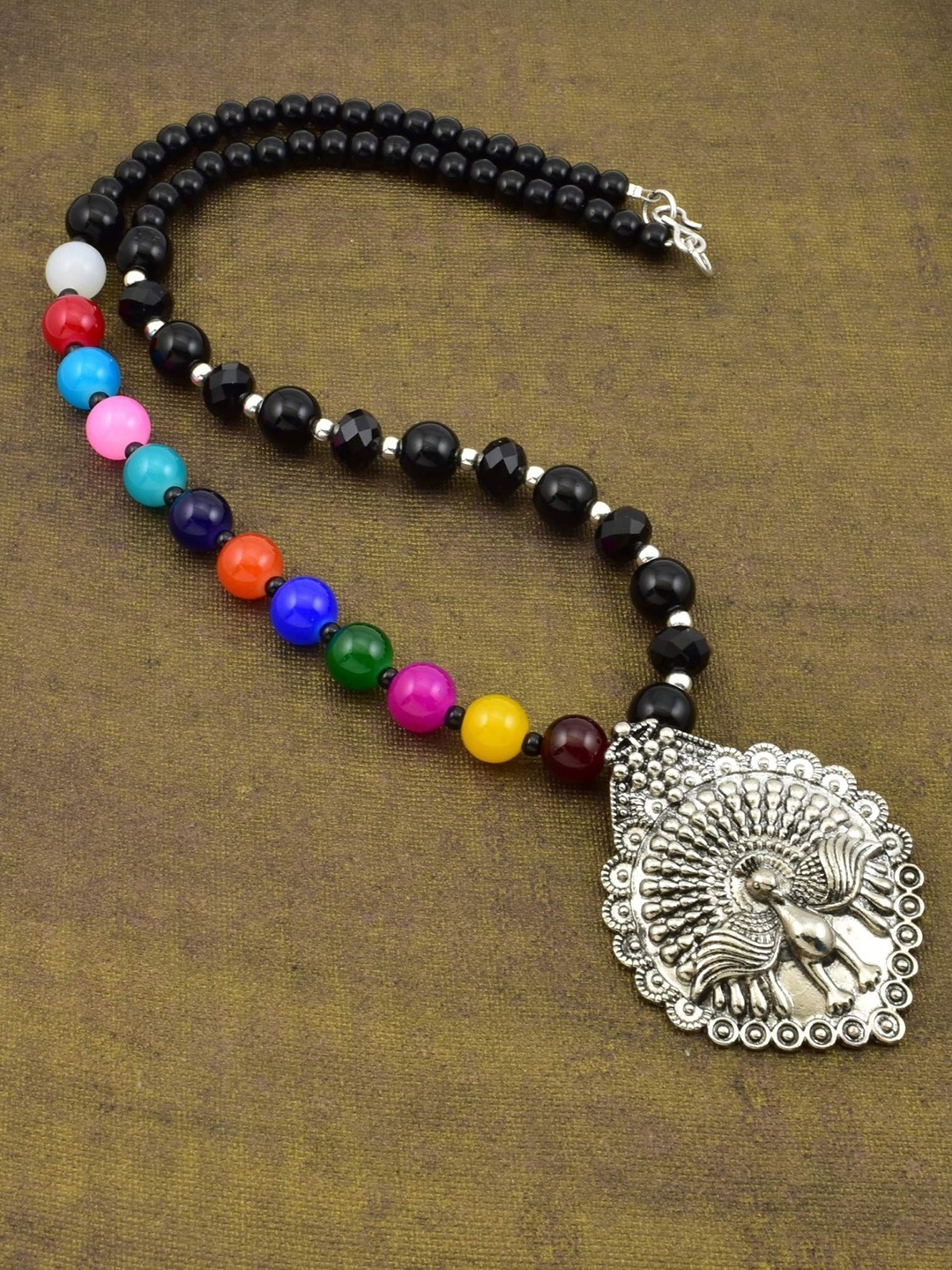 

HIGH TRENDZ Silver Silver-Plated Oxidised Necklace