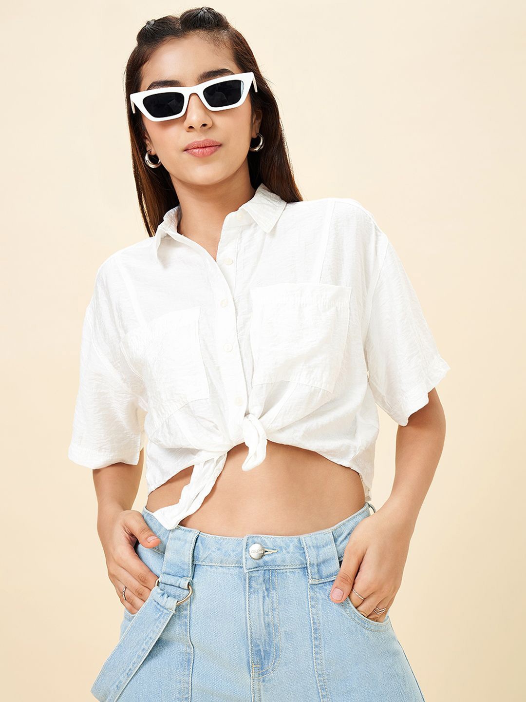 

Coolsters by Pantaloons Girls Regular Fit Crop Shirts, White