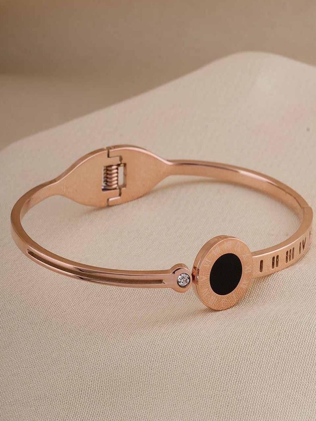

PALMONAS Women Cubic Zirconia Rose Gold-Plated Bangle-Style Bracelet