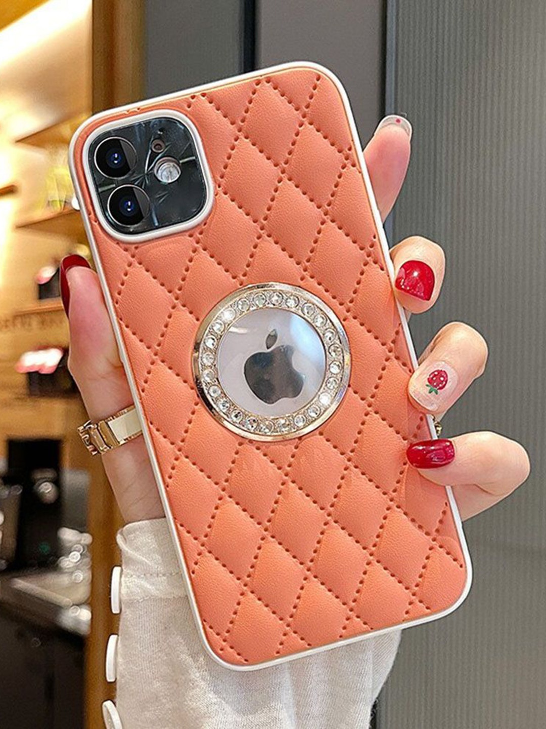 

Luxury Kase Geometric Printed iPhone 12 Back Case Mobile Accessories, Orange