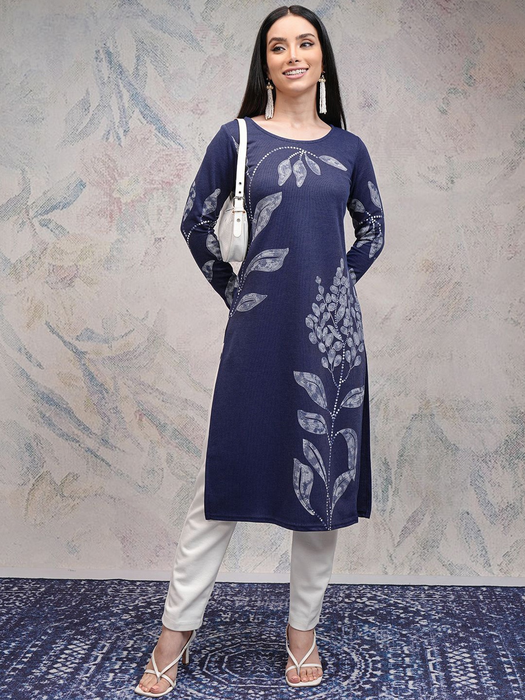 

Vishudh Women Ethnic Motifs Printed Floral Kurta, Blue