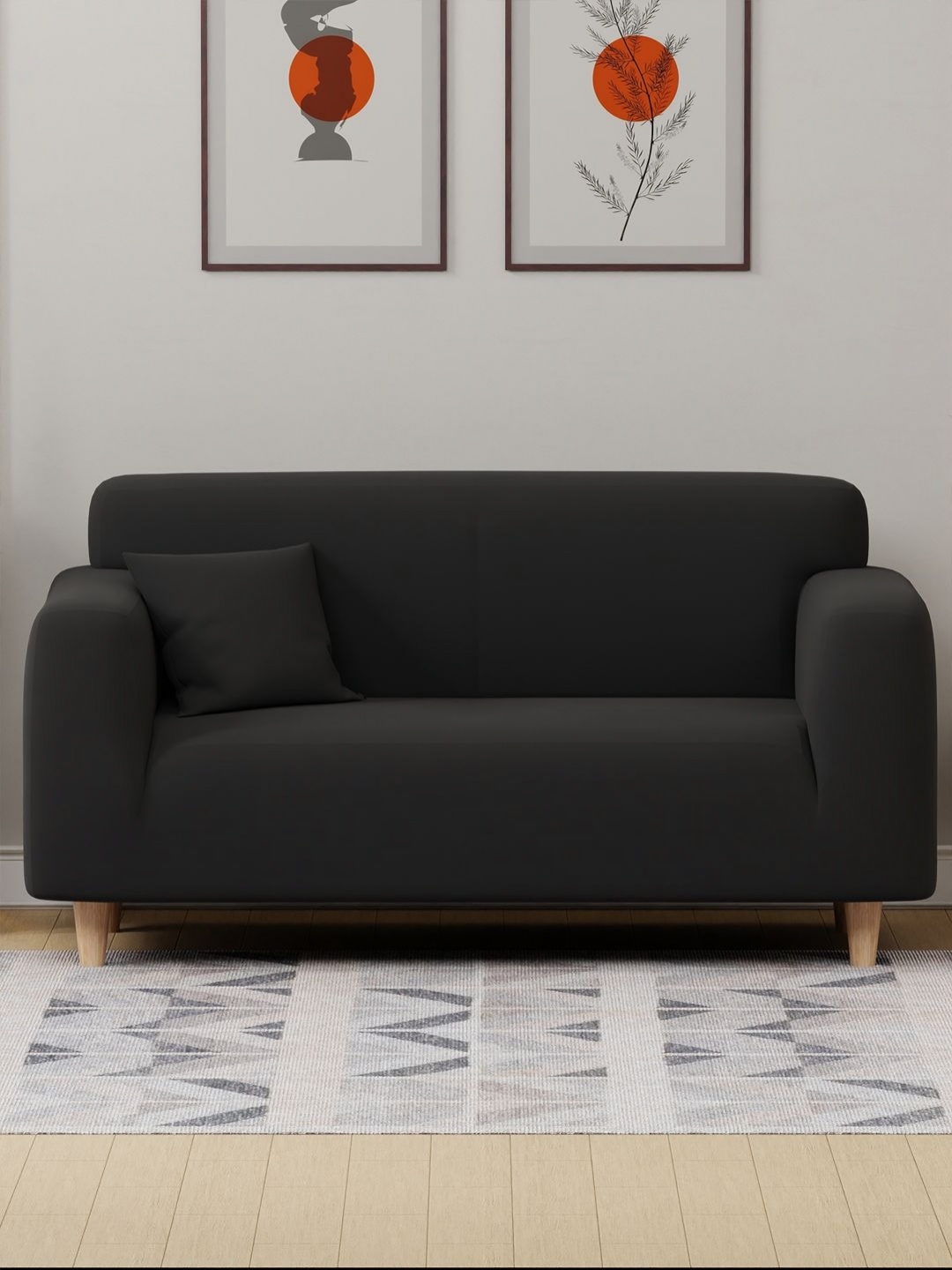 

Myntra Elegant Homes Black Sofa Cover With Arms & 1 Cushion Cover
