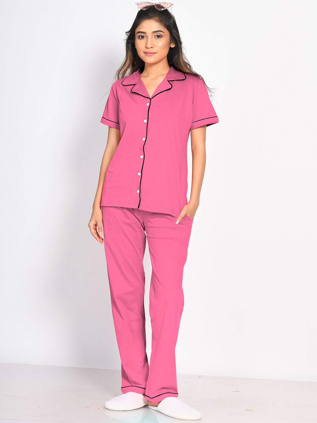 

NAP STORY Women Pure Cotton Night suit, Pink