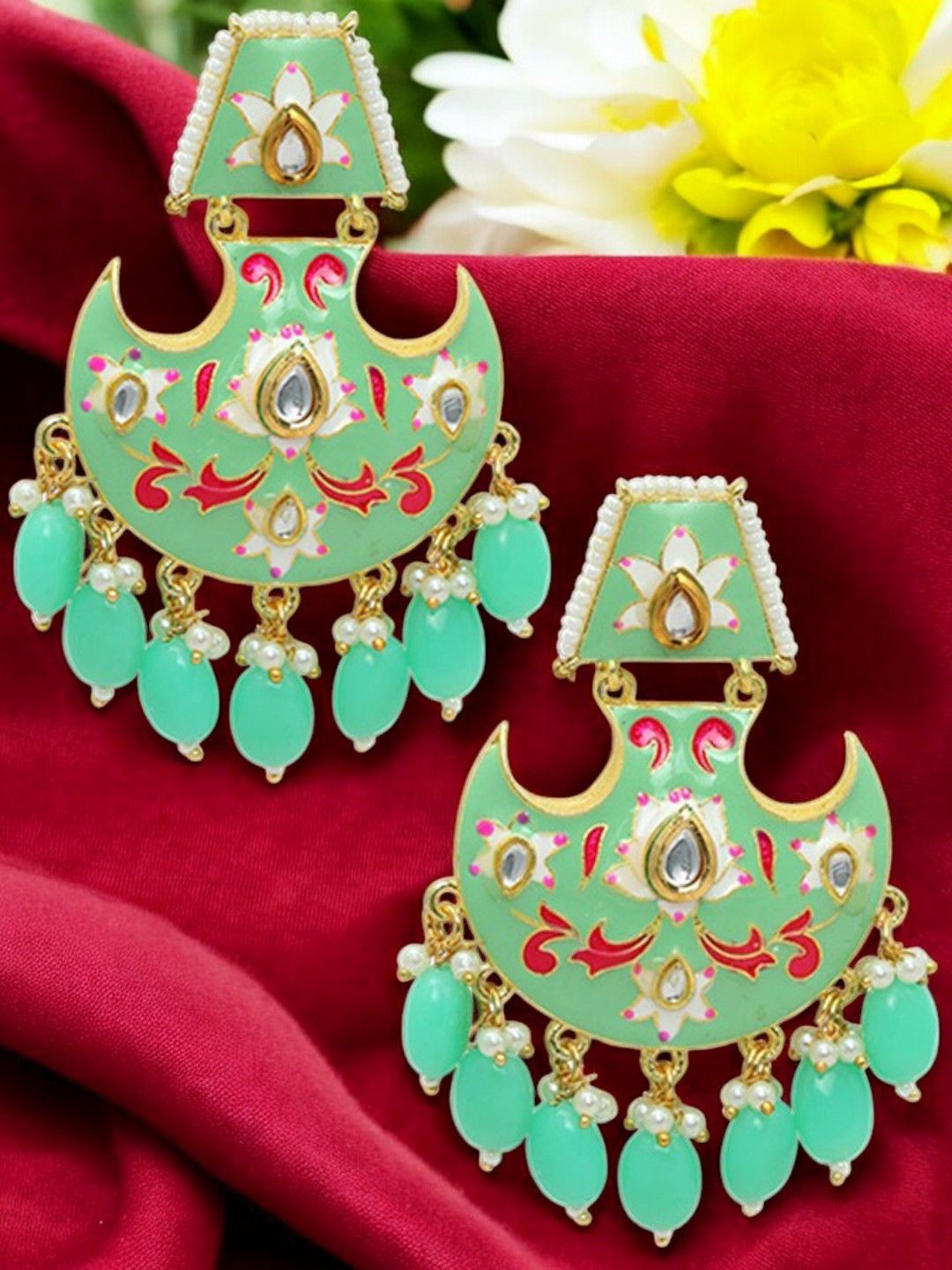 

Anouk Floral Chandbalis Earrings, Green