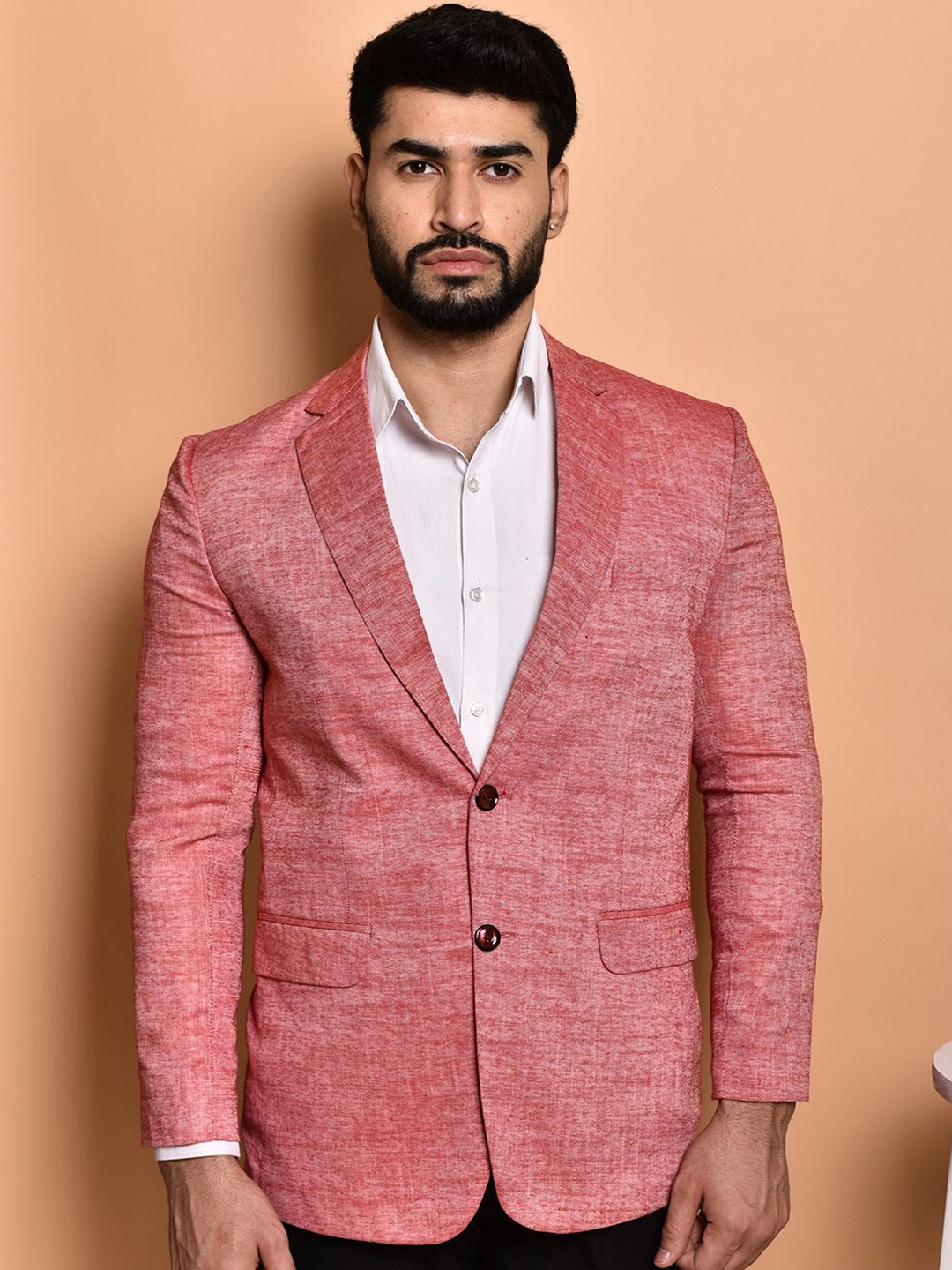 

PRINTINDIA Notched Lapel Single Breasted Formal Blazer, Pink
