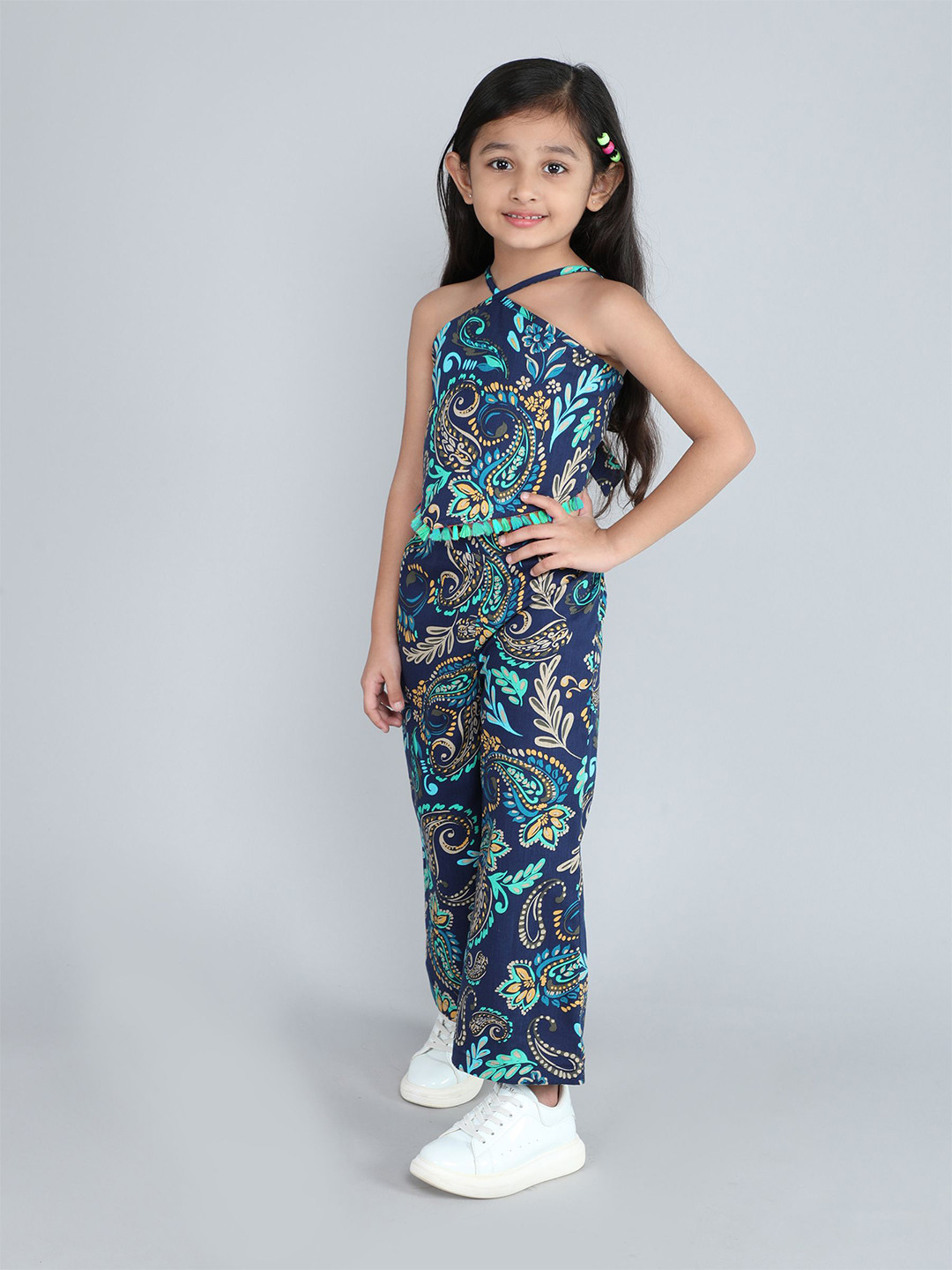 

taffykids Girls Printed Top with Pyjamas, Navy blue
