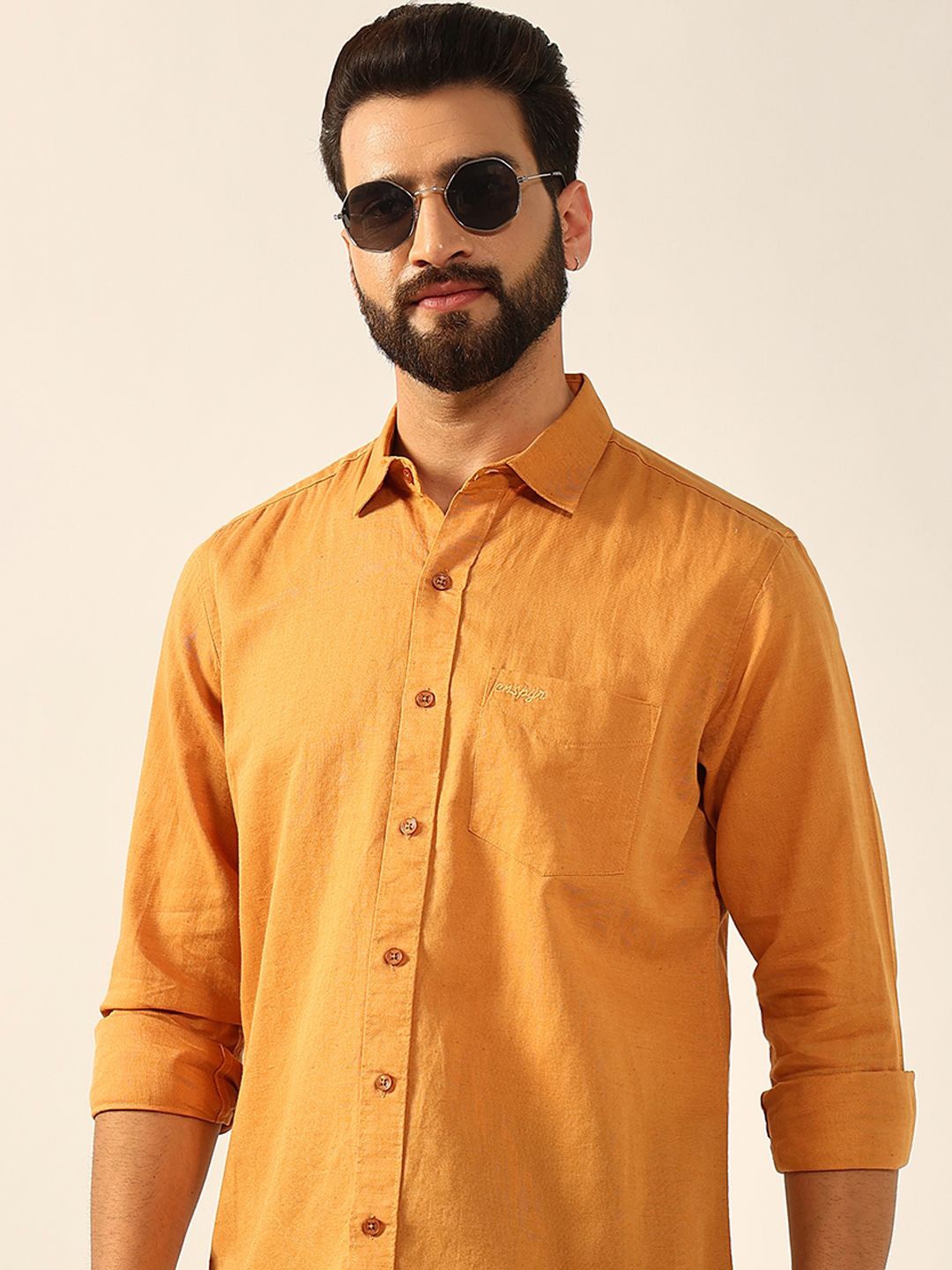 

ENSPYR Men Opaque Casual Shirt, Mustard