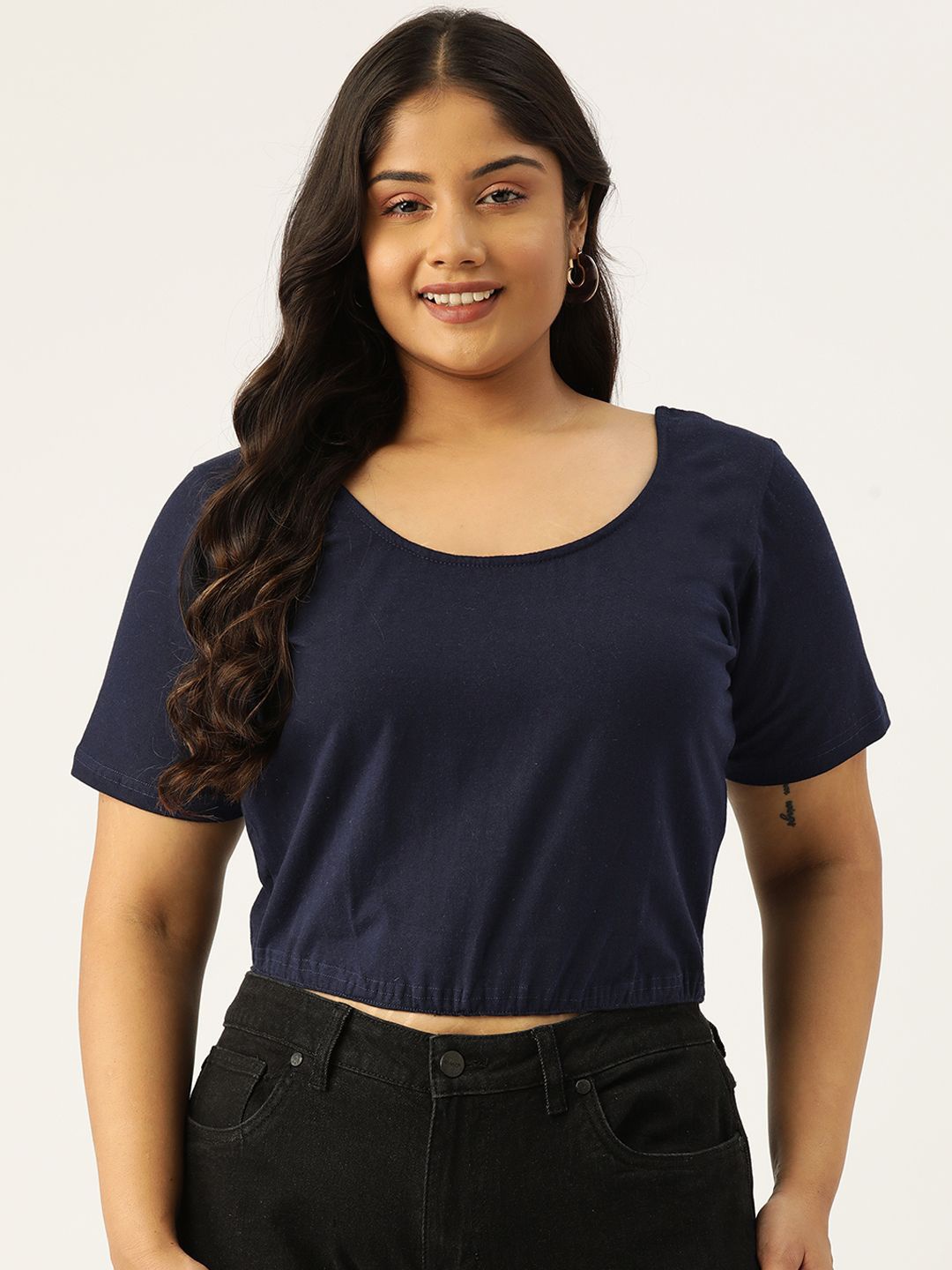 

theRebelinme Cotton Crop Top, Navy blue