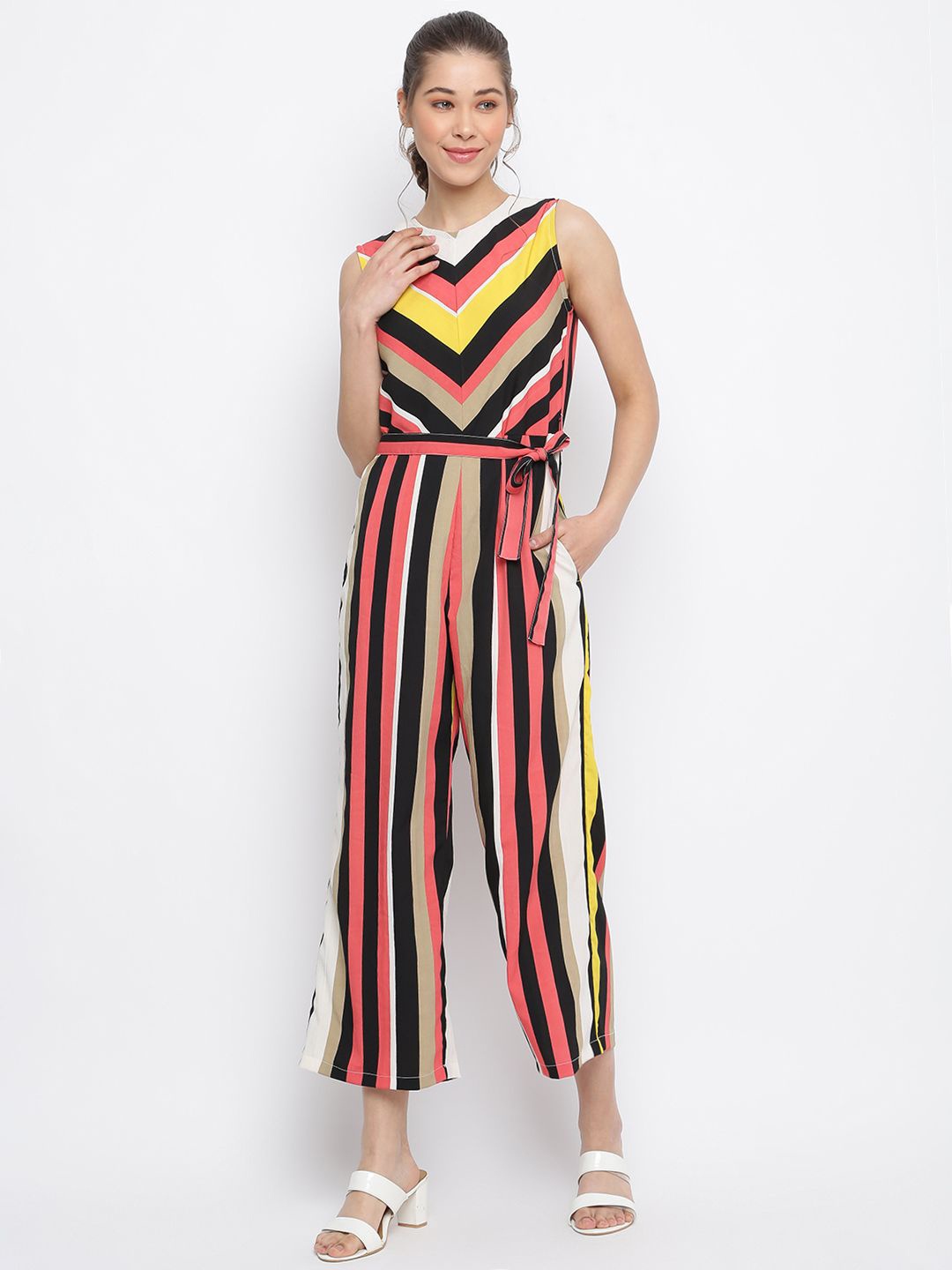 

DressBerry Women Printed Capri Jumpsuit, Yellow