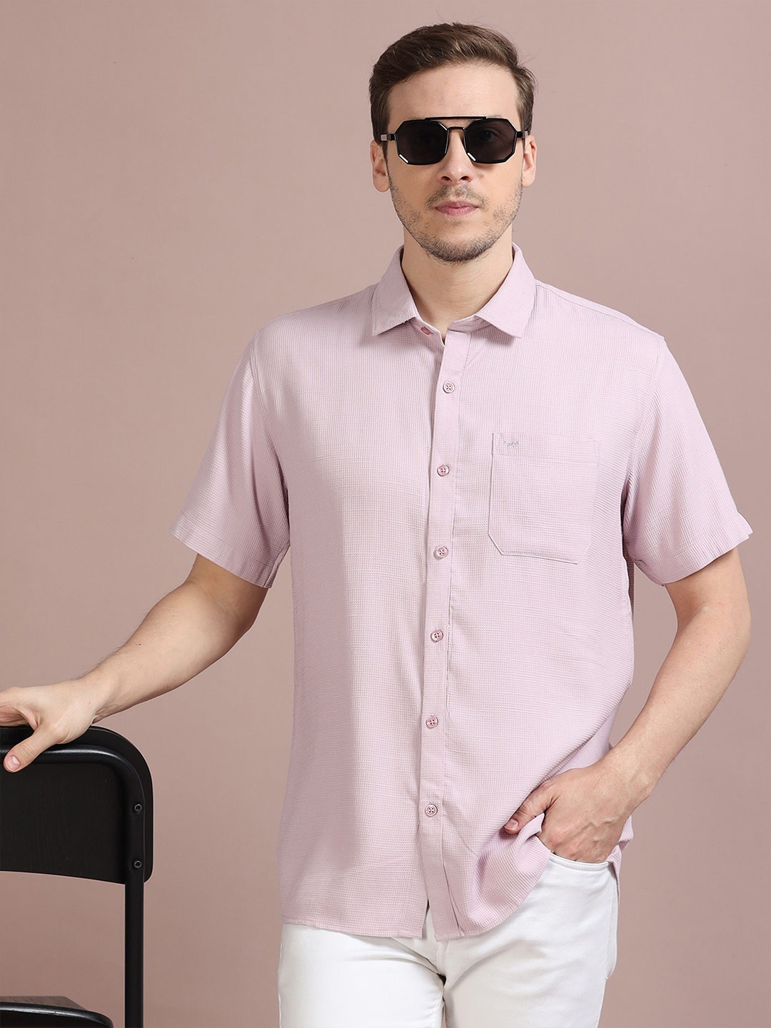 

RIGS AND RAGS Men Standard Opaque Casual Shirt, Pink