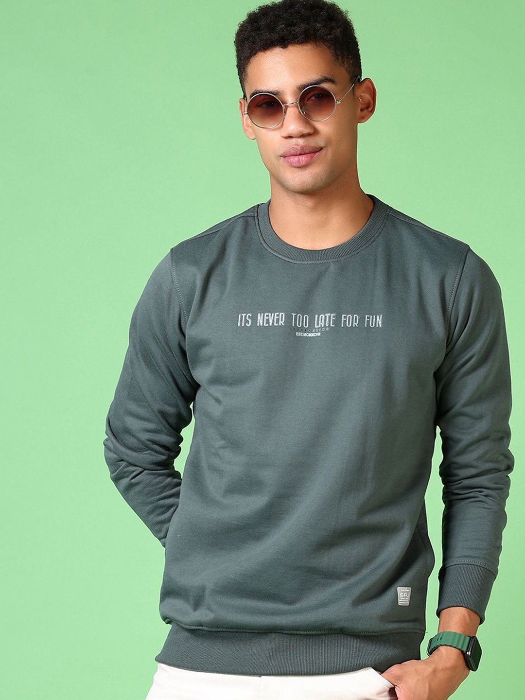 

V-Mart Men Printed Sweatshirt, Green
