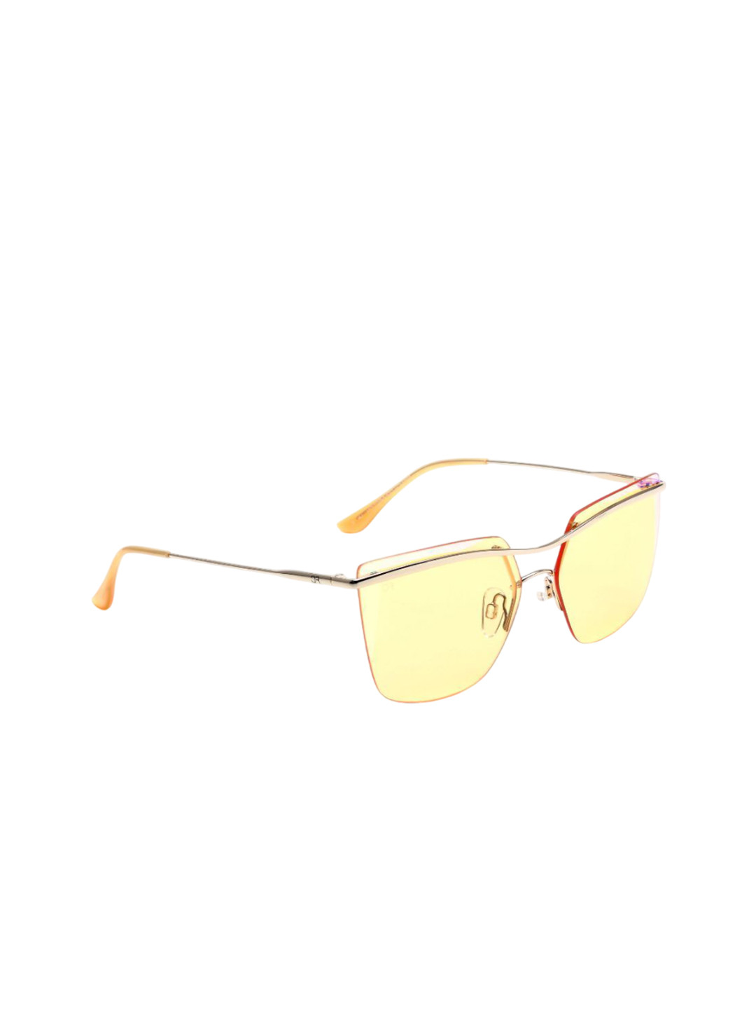 

French Connection Women Cateye Sunglasses with UV Protected Lens, Yellow