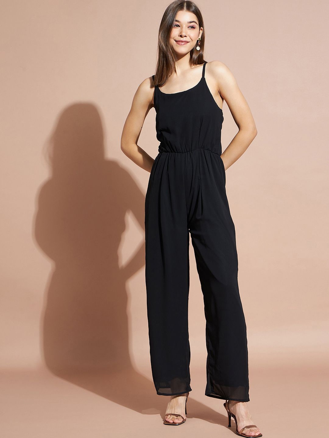 

DressBerry Women Shoulder Straps Basic Jumpsuit, Black