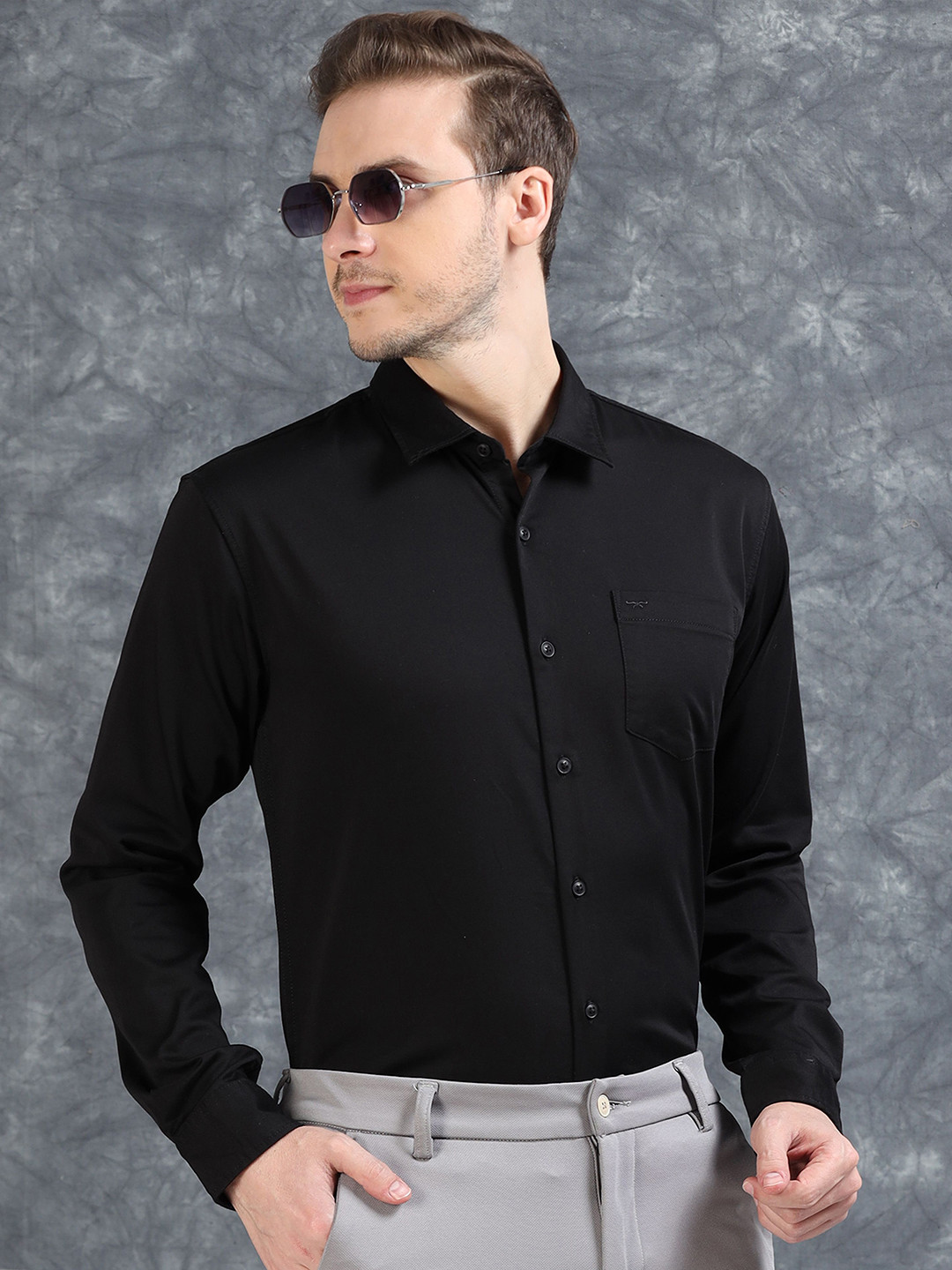 

RIGS AND RAGS Men Comfort Opaque Casual Shirt, Black