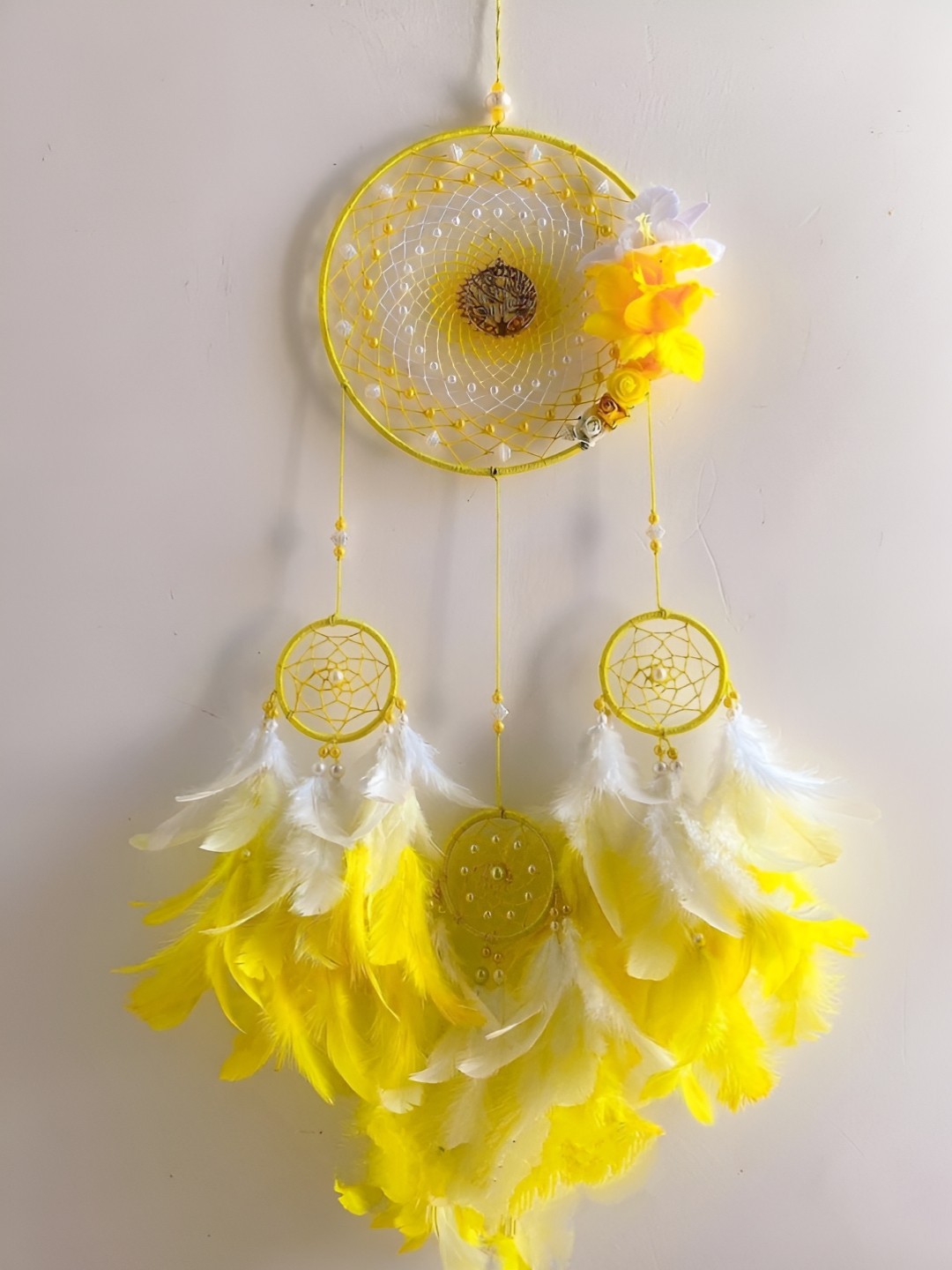 

UVID ART AND CRAFT SUPPLIES Hanging Dream Catcher, Yellow