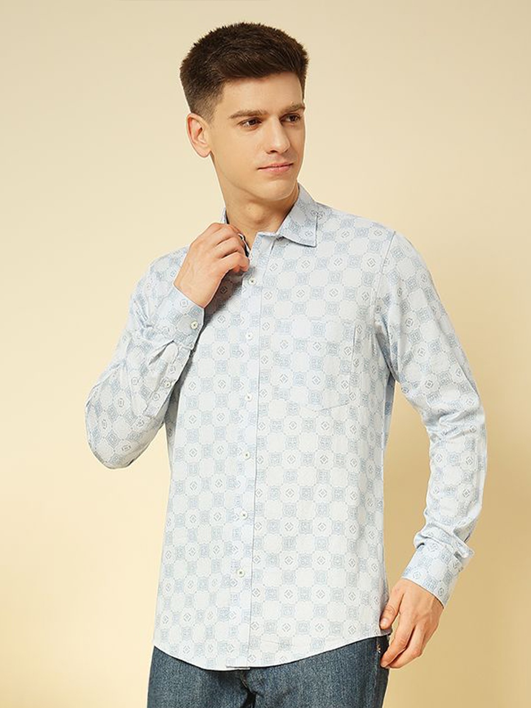 

ENSPYR Men Opaque Printed Casual Shirt, Blue