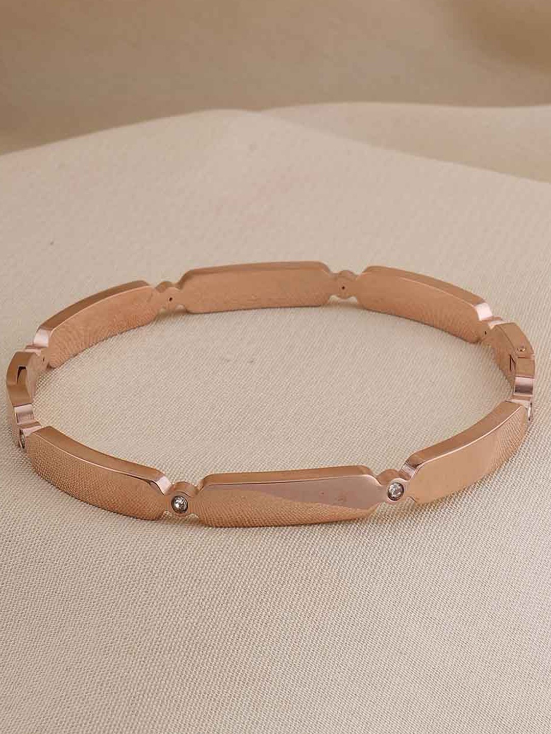 

PALMONAS Women Cubic Zirconia Rose Gold-Plated Bangle-Style Bracelet