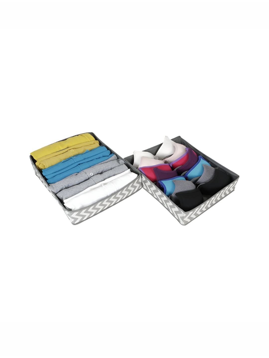 

HOKIPO Grey & White 2 Pieces Printed Multi-Utility Organisers