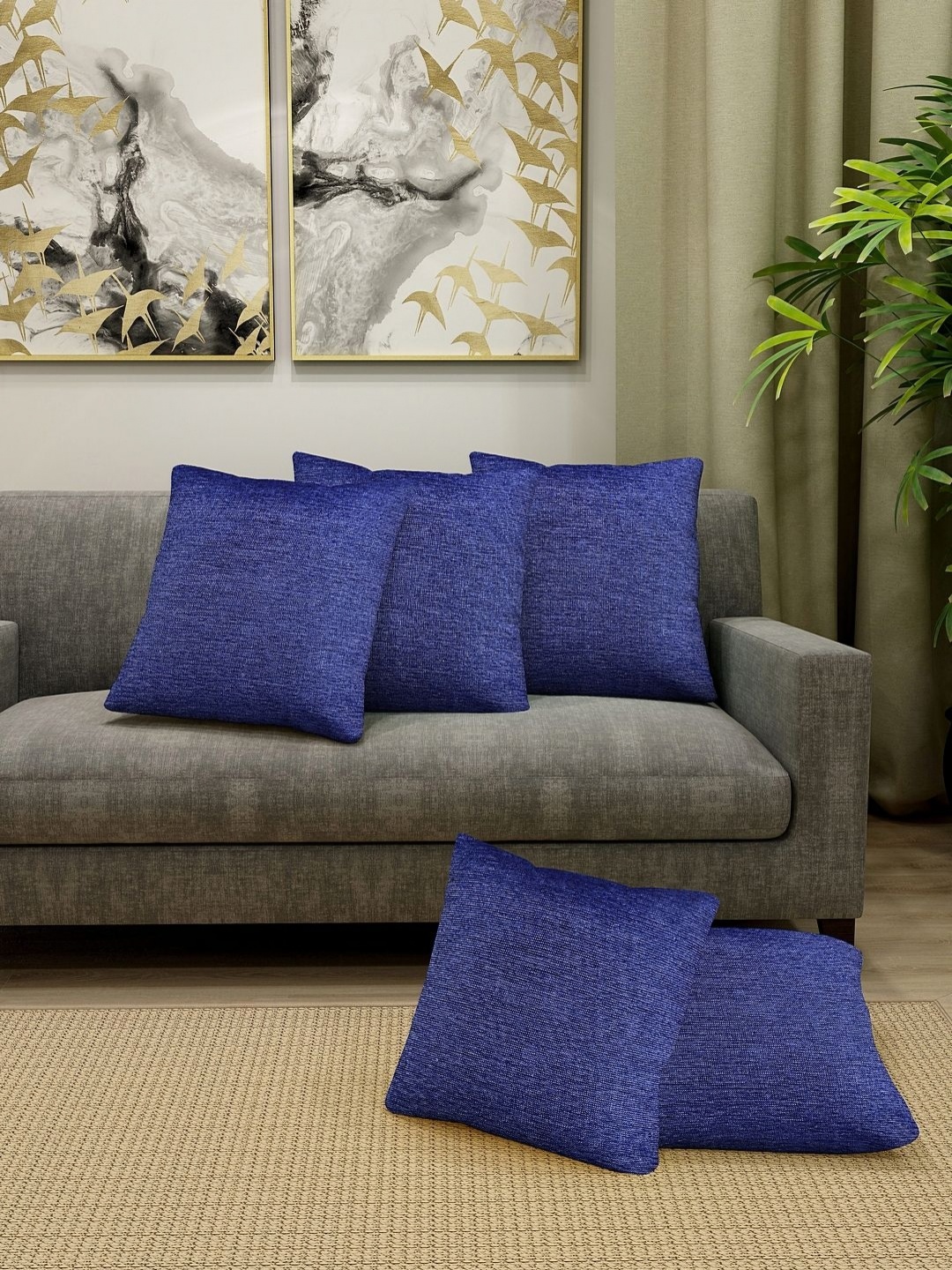 

Aura Blue & White 5 Pieces Square Cushion Covers