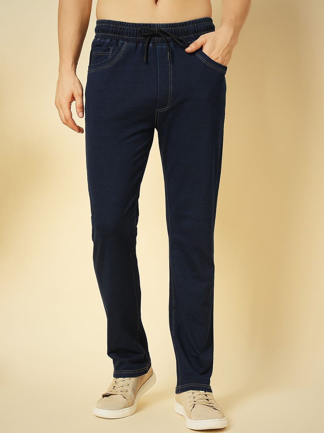 

ENSPYR Men Cotton Regular Fit Track Pants, Navy blue