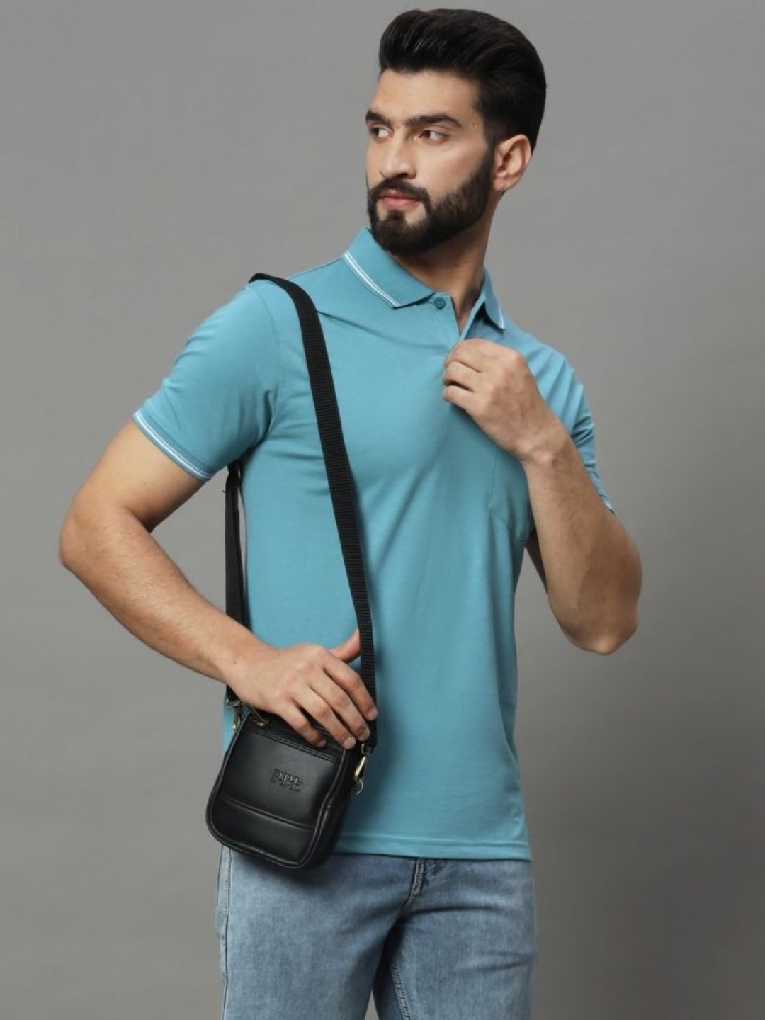 

UNIBERRY Men Polo Collar T-shirt, Teal