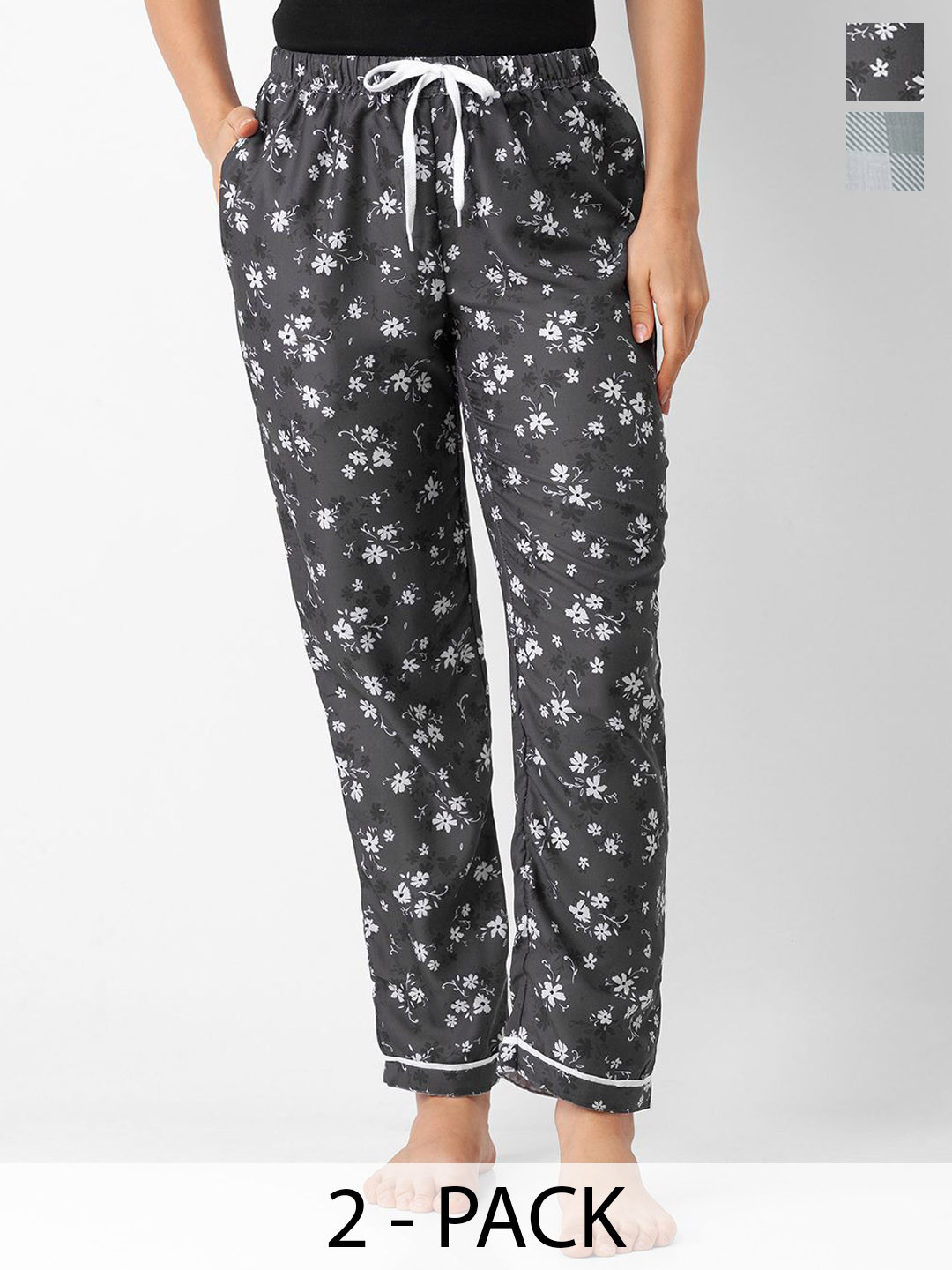 

FashionRack Women Pack Of 2 Printed Lounge Pants, Black