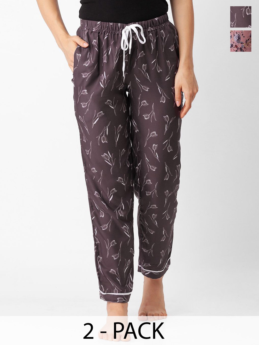 

FashionRack Women Pack of 2 Printed Lounge Pants, Burgundy