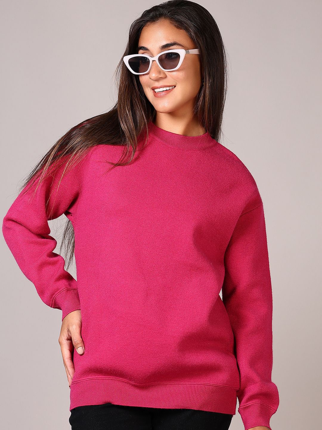 

V-Mart Women Round Neck Cotton Pullover, Pink