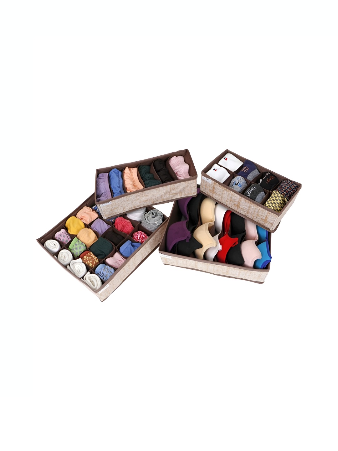 

HOKIPO Brown & White 4 Pieces Multi-Utility Organisers
