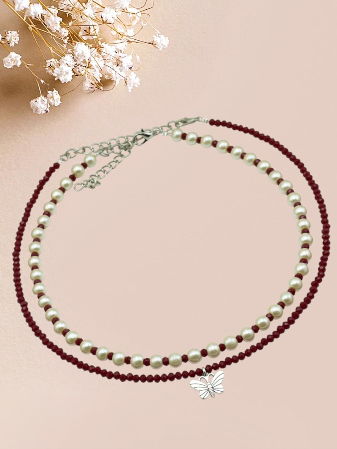 

HIGH TRENDZ Brass Silver-Plated Handcrafted Necklace