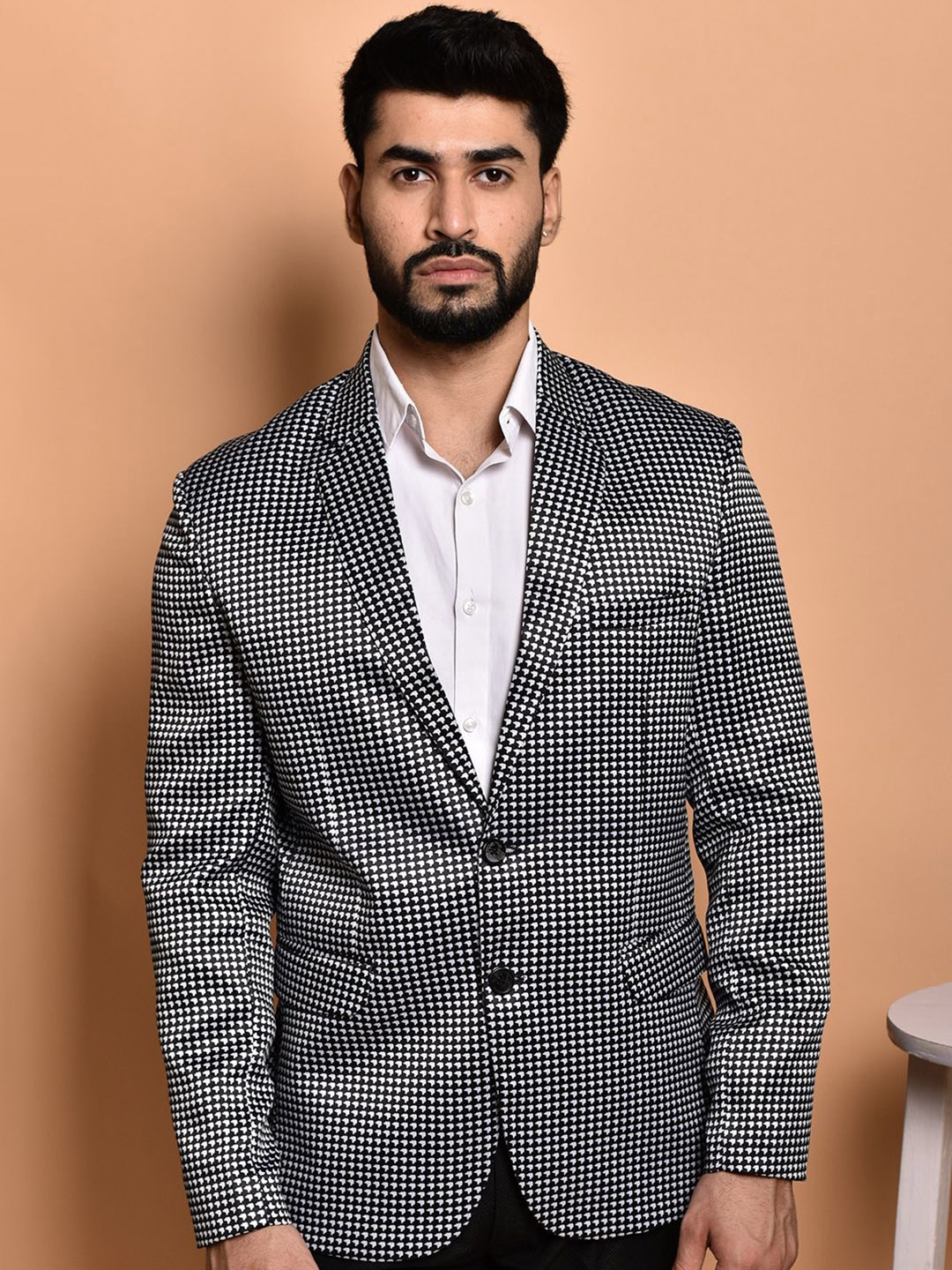 

PRINTINDIA Single Breasted Blazer, Black