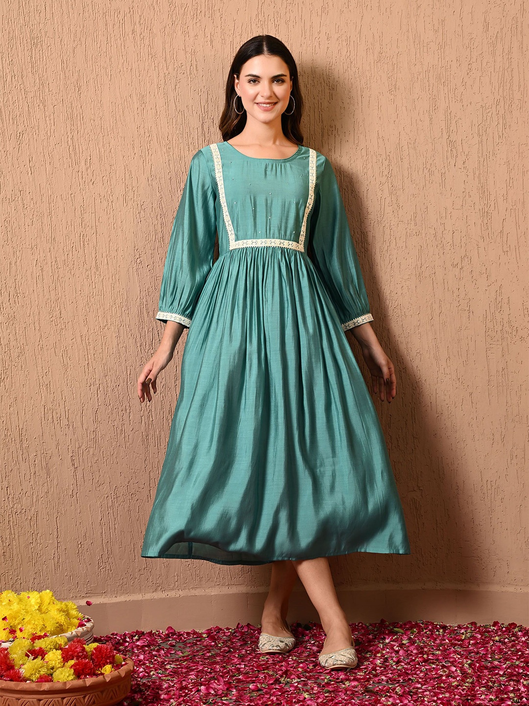 

KALINI Empire Midi Dress, Teal