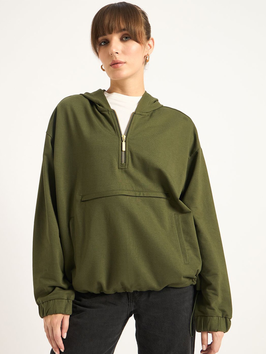 

FEMMELLA Women Hooded Sweatshirt, Olive