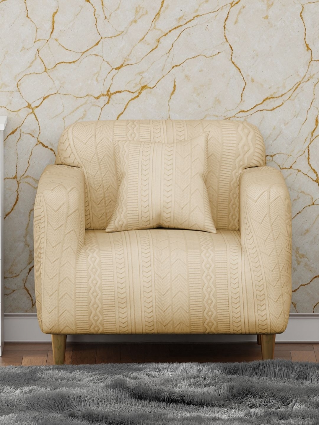 

Myntra Elegant Homes Yellow Zigzag Pattern Jacquard Sofa Cover & Cushion Cover