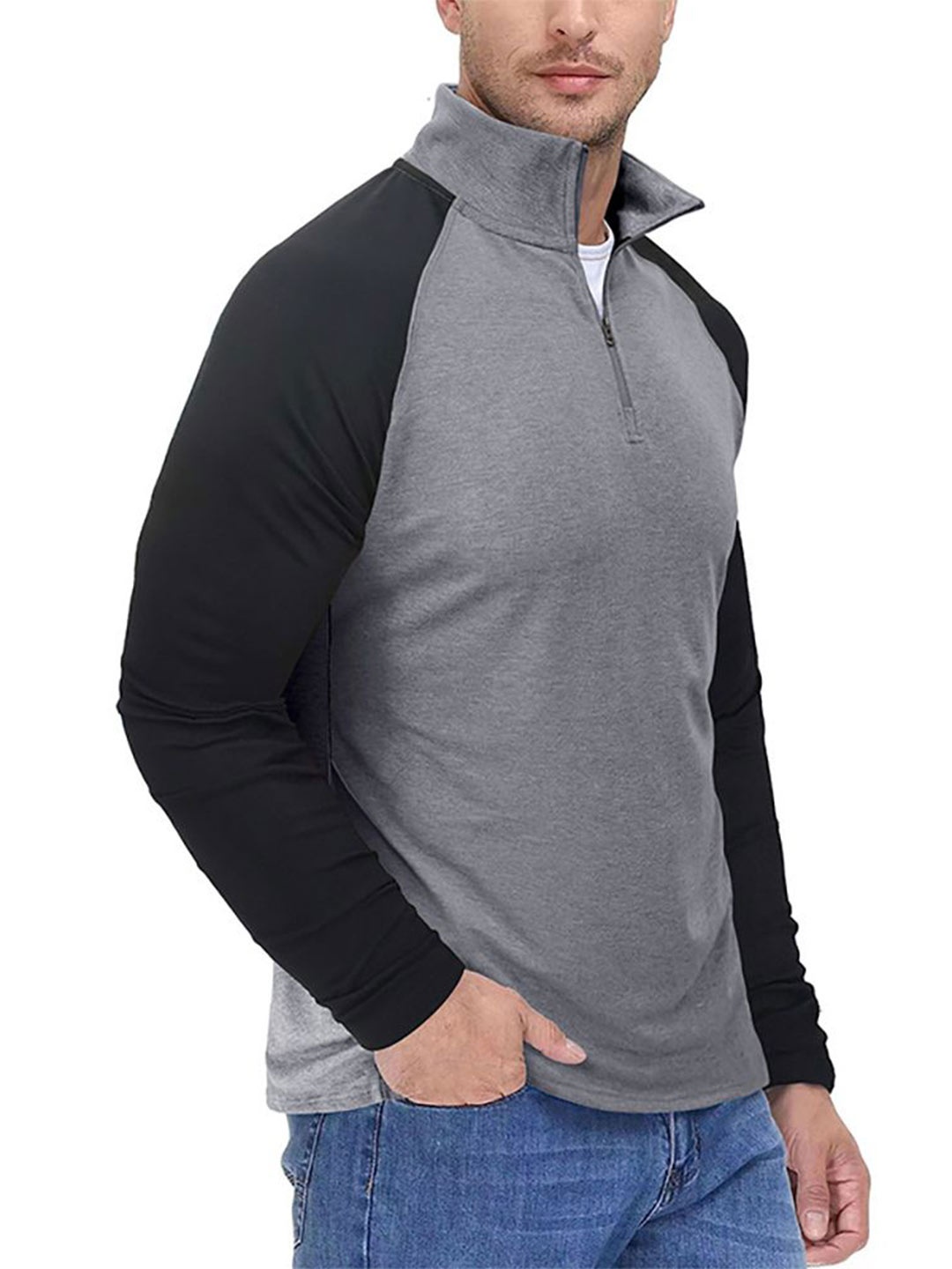 

StyleCast x Revolte Men Colourblocked Sweatshirt, Grey