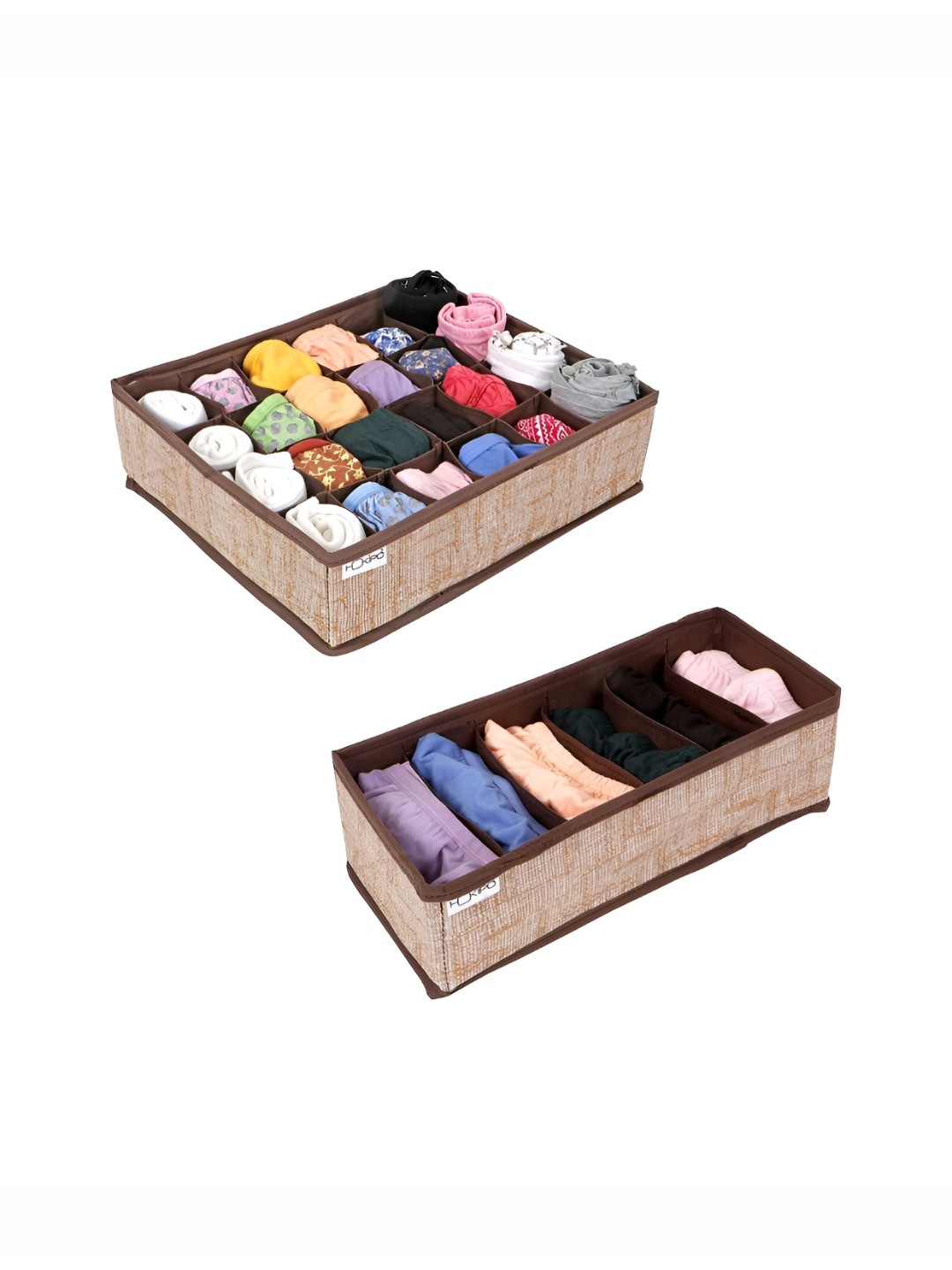 

HOKIPO Brown & White 2 Pieces Multi-Utility Organisers